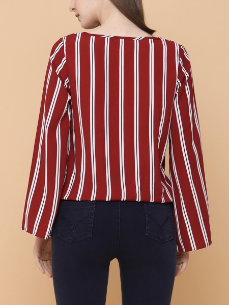 Stripes V Neck Top