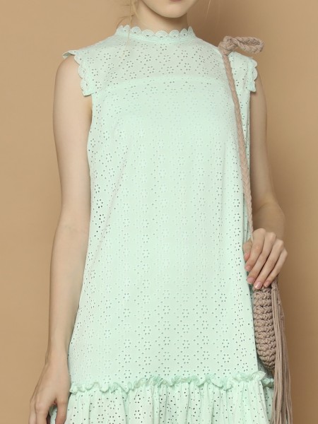 CH21 Laser Cut High Neck Dress