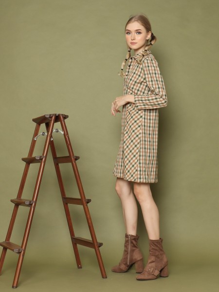L/slv Checkered ress 