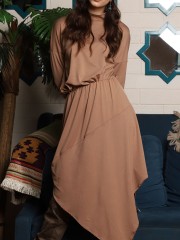 High Neck Asymetric Lslv Dress