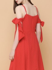 Dotty Spaghetti Tied Dress