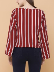 Stripes V Neck Top