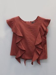 Cottage Core Ruffles Side Semi Crop Top