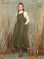 Waist-tie sleeveless dress
