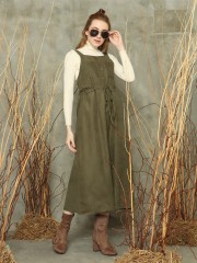 Waist-tie sleeveless dress